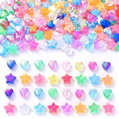 AB Color Acrylic Heart and Star Spacer Beads