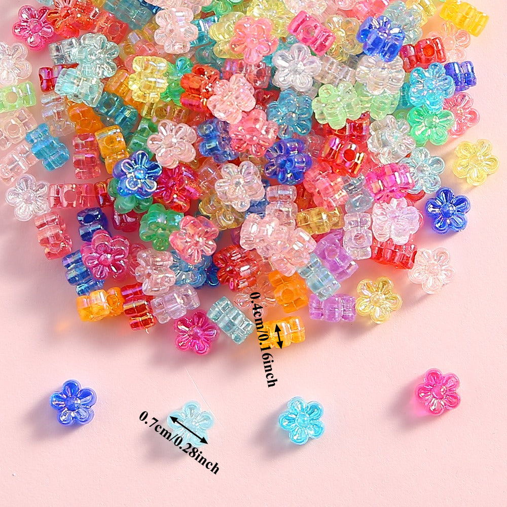 100pcs 4x7mm AB Color Flower Acrylic Beads