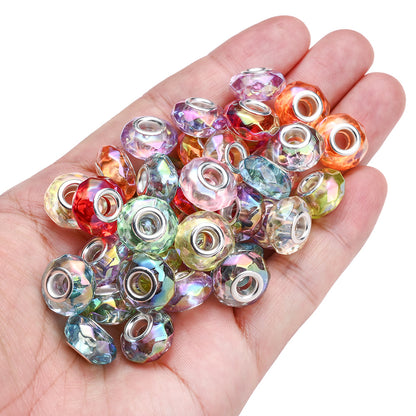 30pcs/set Transparent Faceted Acrylic Large Hole Beads