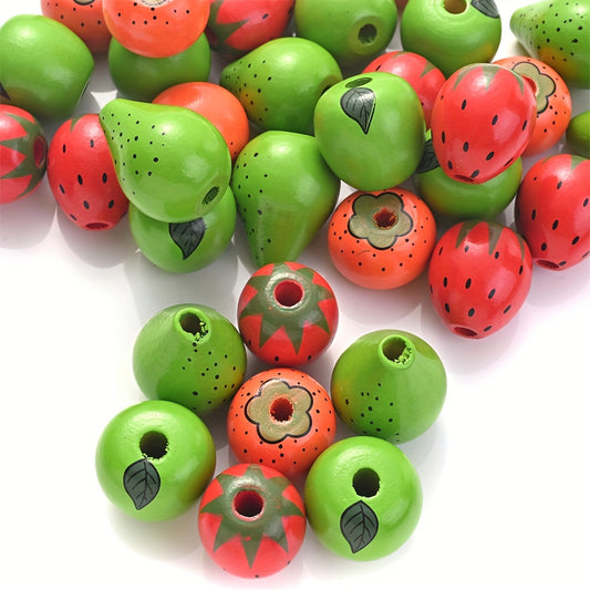 10pcs Fruit Wooden Beads