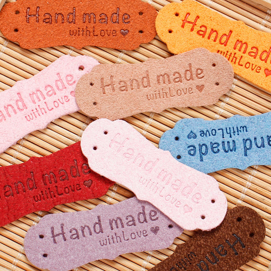 42x14 mm “Hand Made with Love” Suede Labels