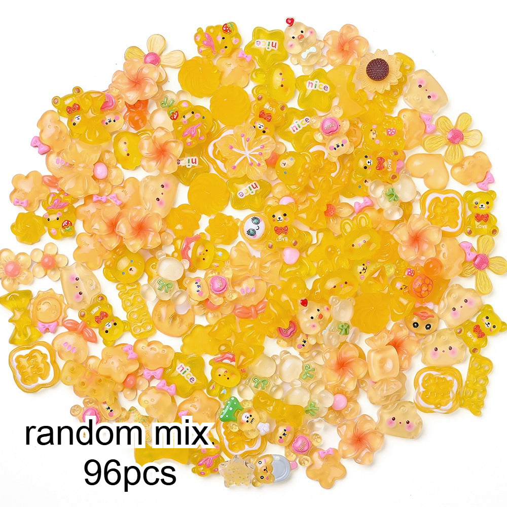 96pcs Rainbow Theme Acrylic Flatback Beads