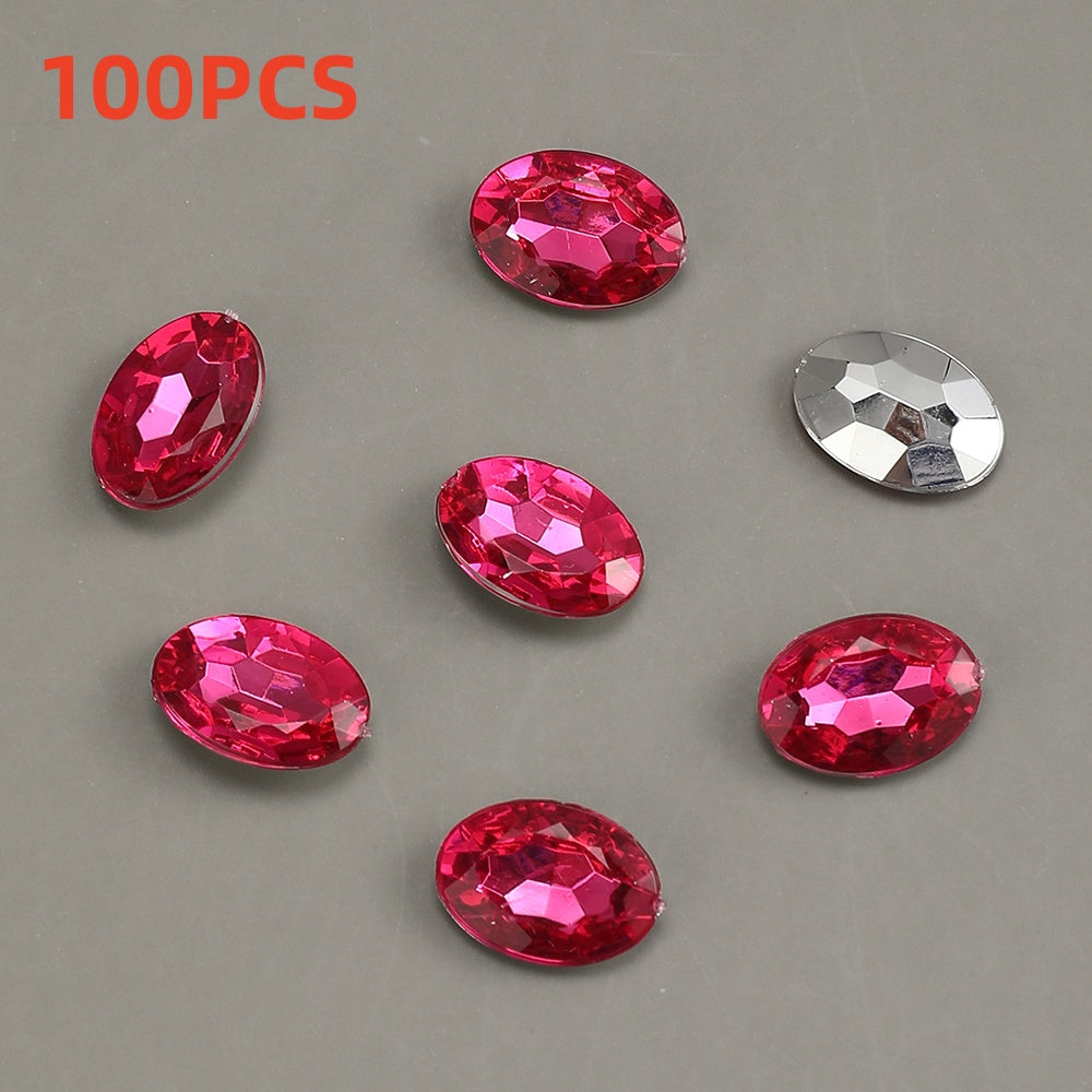 100pcs Oval Rhinestone Flat Back Acrylic Beads
