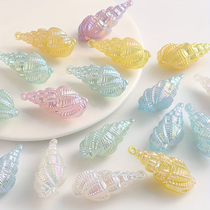 10PCS Gradient Shell & Conch Acrylic Pendant Set