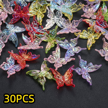 30pcs/set 25mm Transparent Butterfly Acrylic Beads