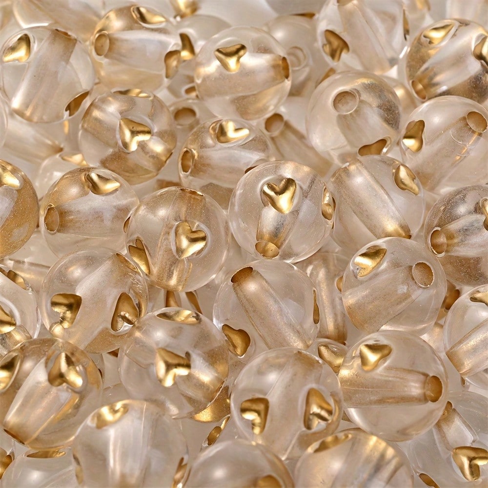 50pcs 12mm Clear Acrylic Heart Beads