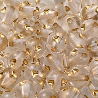 50pcs 12mm Clear Acrylic Heart Beads