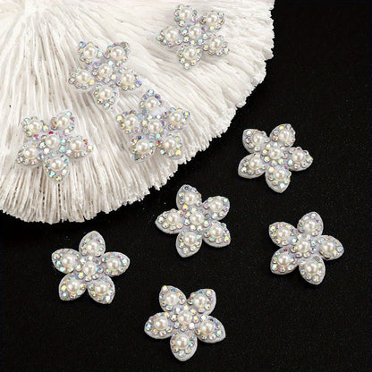 Pearl Rhinestone Flower Patches