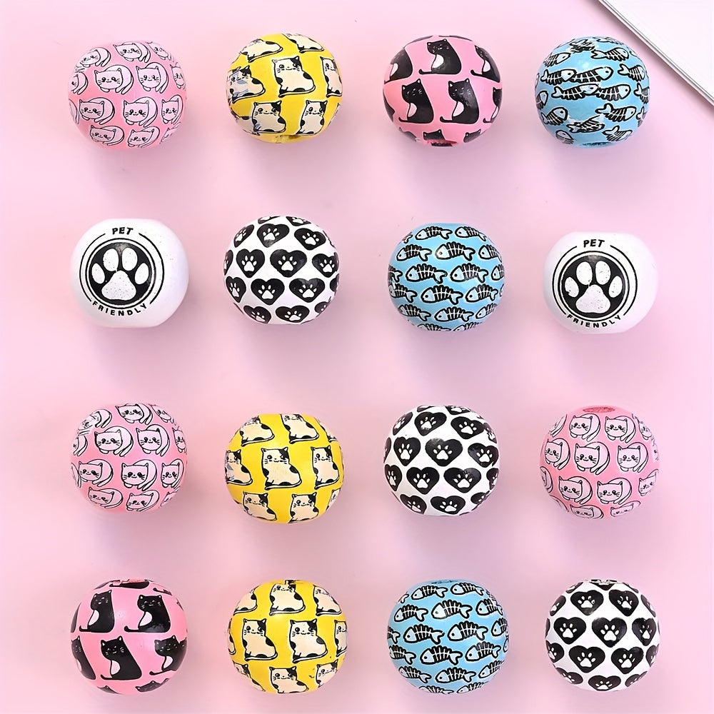 10pcs 16mm Dog Cat Wooden Beads