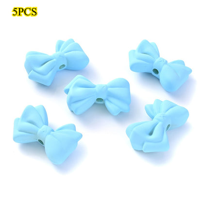 5pcs Acrylic Frosted Bow Tie Beads