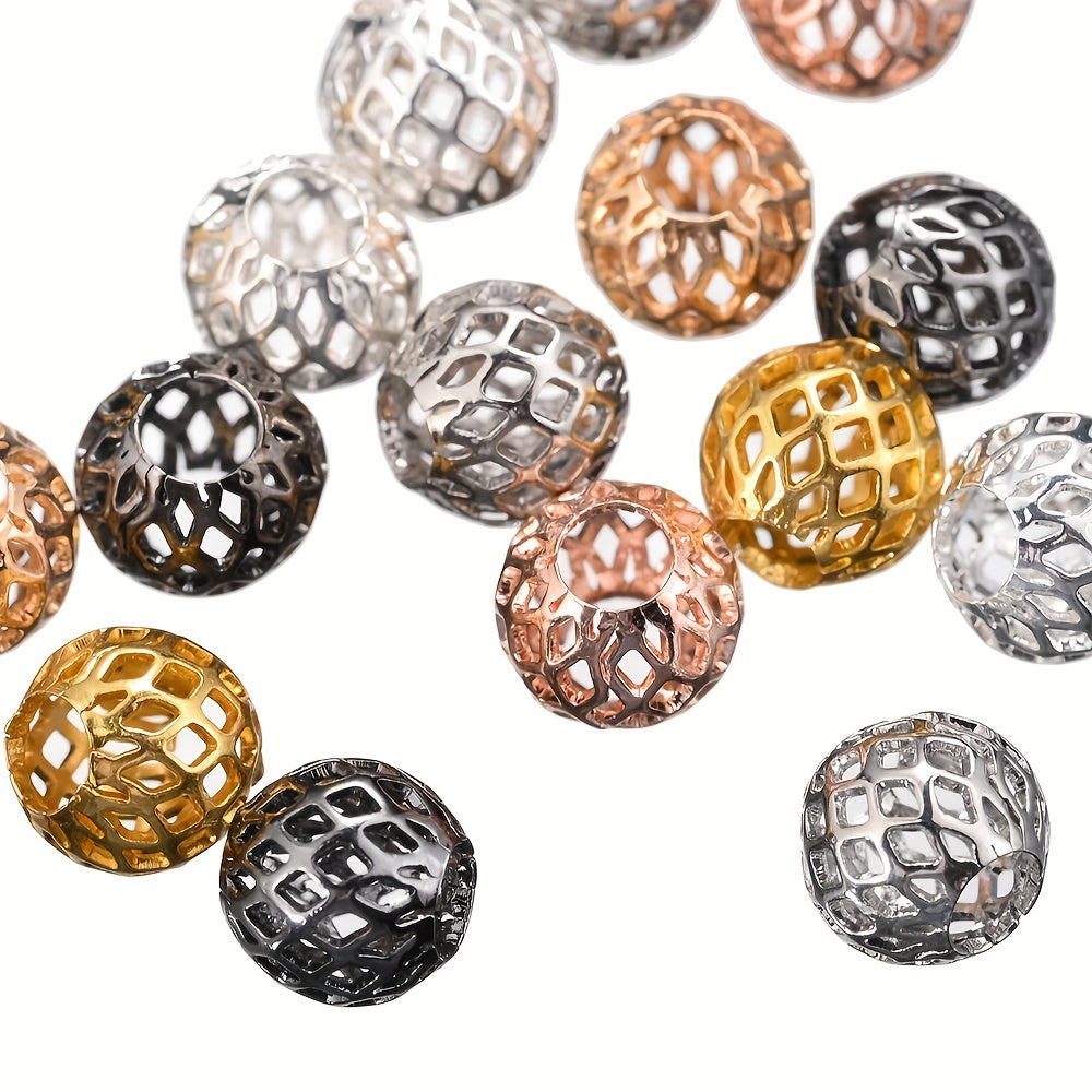 10-50pcs Alloy Spacer Beads Metal Hollow Out Round Loose Beads for Jewelry Making DIY Bracelet Necklace Accessories