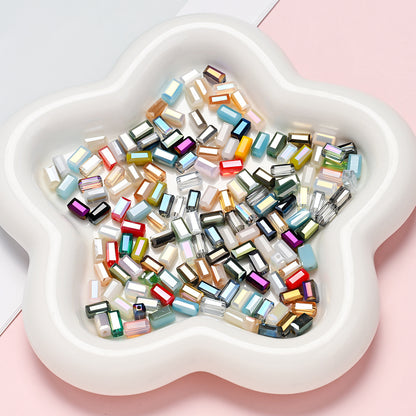 20pcs 4x8mm Colorful Rectangular Glass Rhinestone Beads