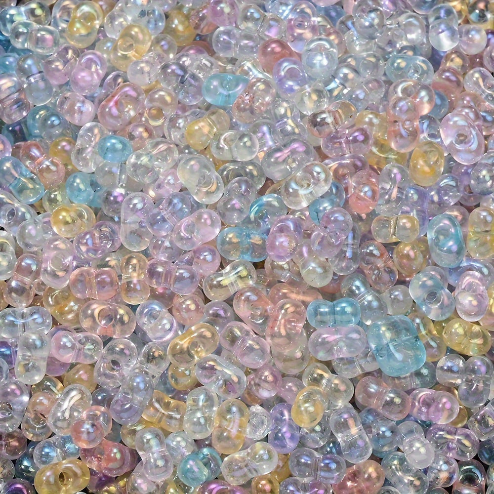 Rainbow Glass Rice Spacer Beads