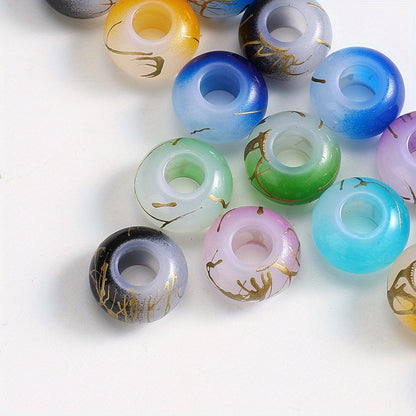 30pcs 9x14mm Golden Wire Acrylic Large Hole Beads
