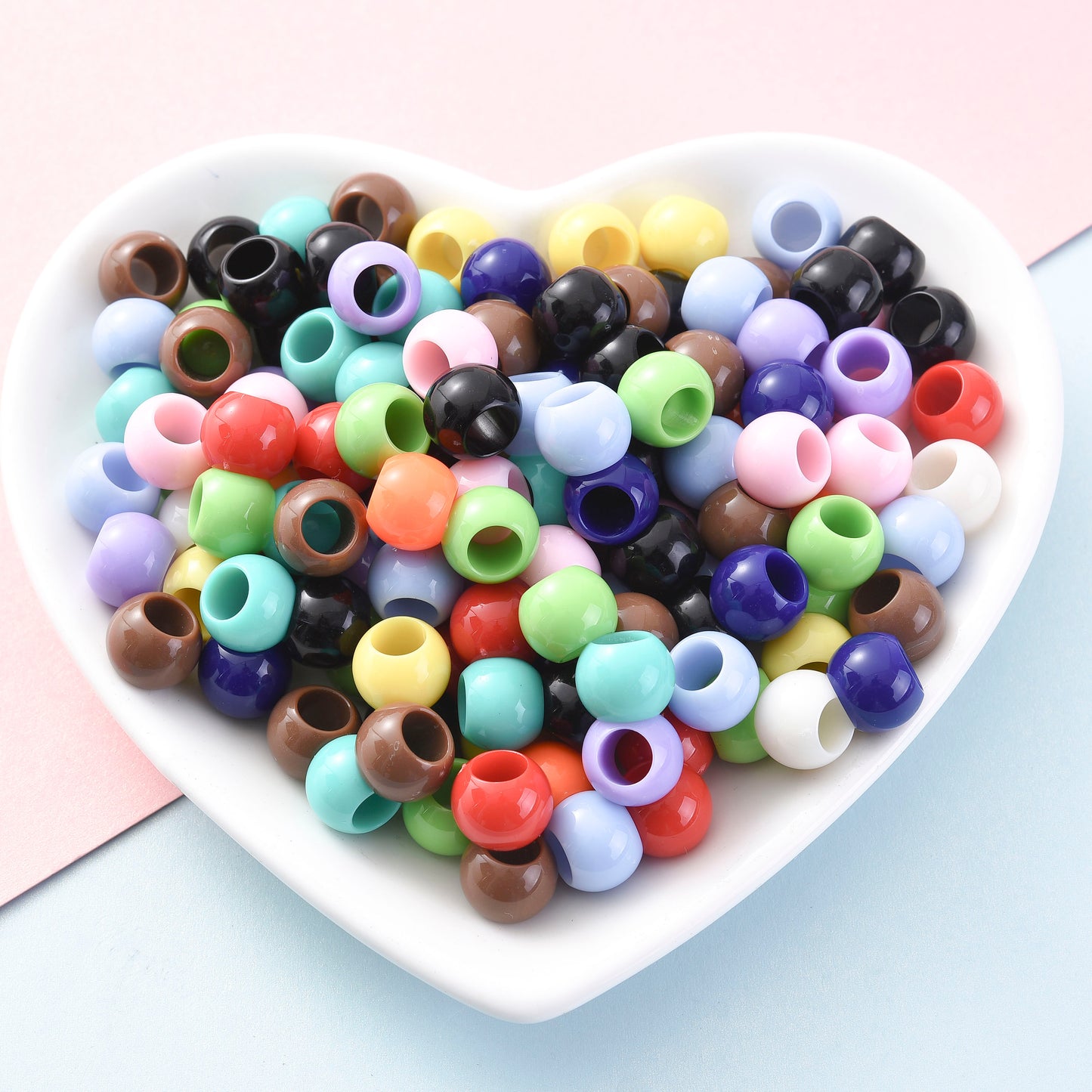 50pcs 9x12mm Colorful Acrylic Large Hole Beads