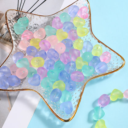 30pcs Mixed Color Heart Acrylic Matte Beads