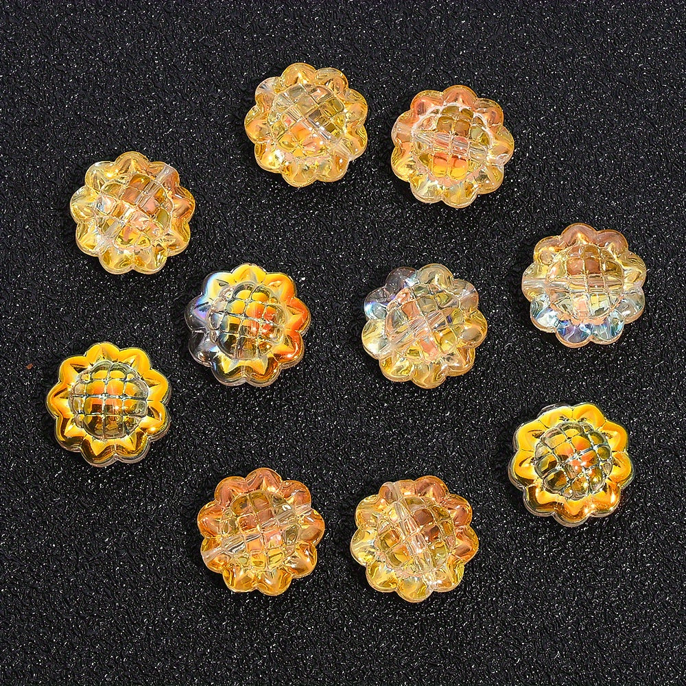 20PCS 15mm Transparent AB Sunflower Glass Jelly Spacer Beads
