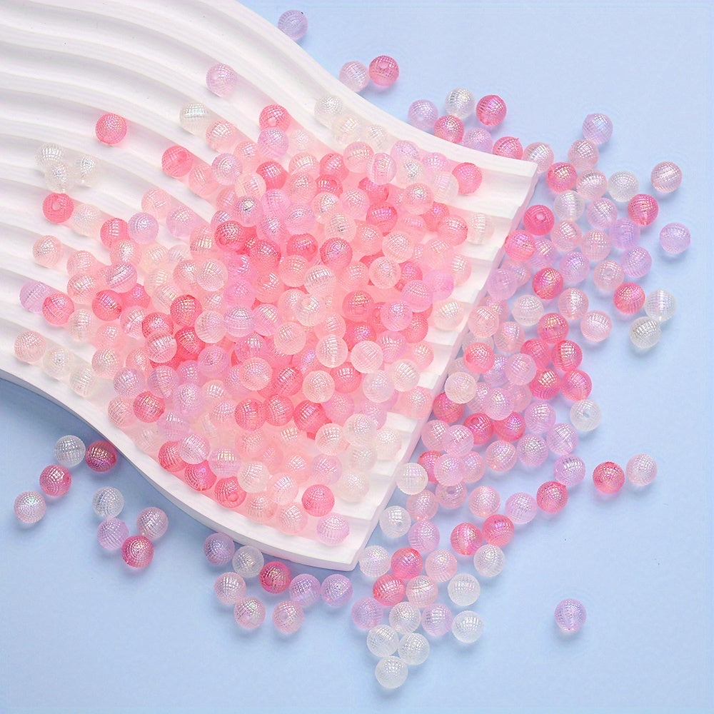 100pcs 8mm Pink Series AB Acrylic Round Beads