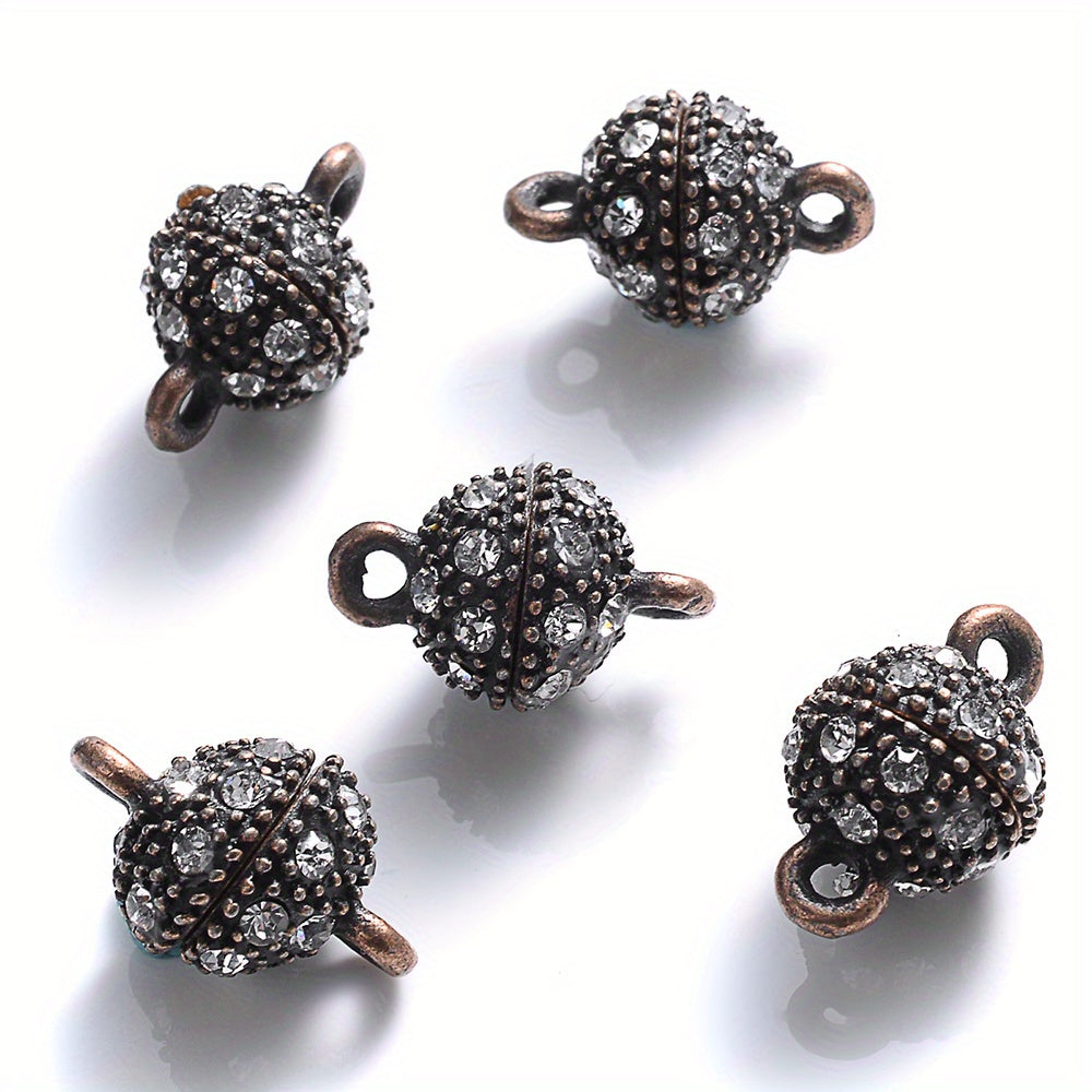 5 Pairs 14×8mm Rhinestone Magnetic Jewelry Clasps