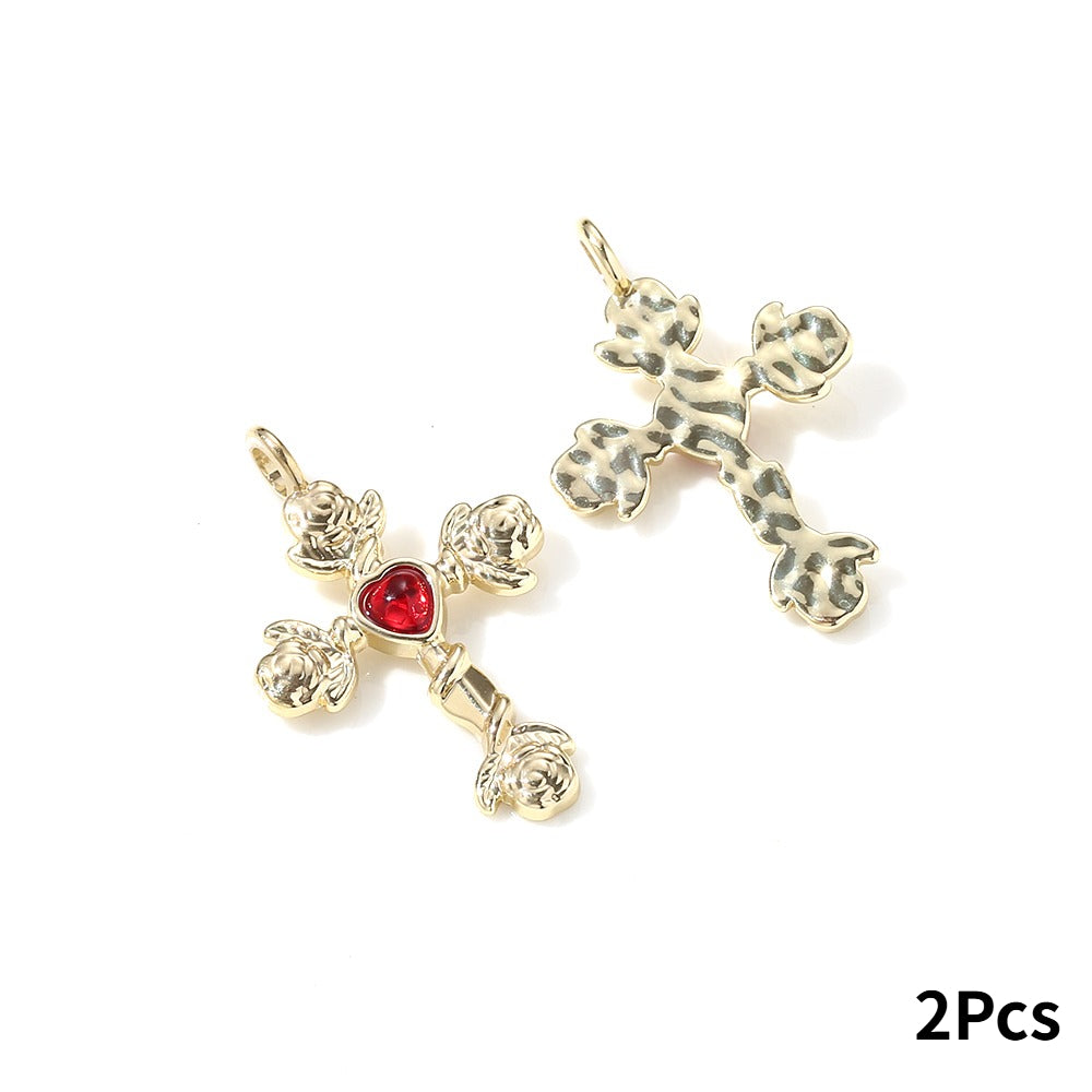 Y2K Rhinestone Cross Alloy Pendants