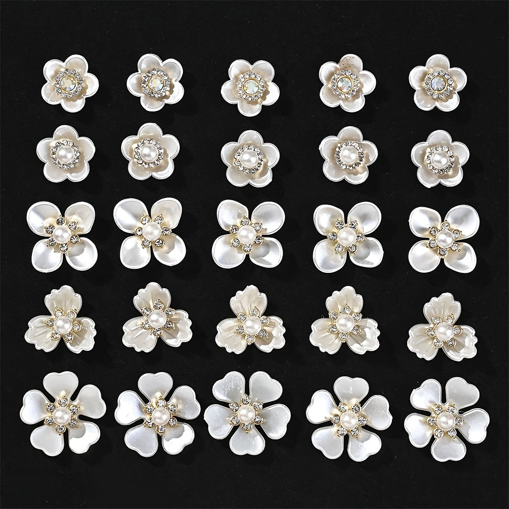 25-Piece Sparkling Rhinestone Flower Flatback Beads