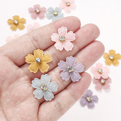 2.1x2.1 cm Rhinestone Flower Sewing Patches