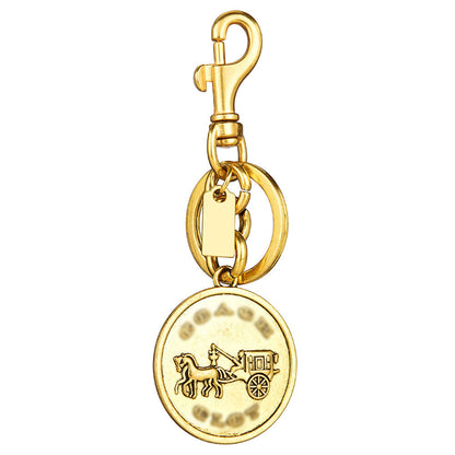 1PC 11cm Classic Carriage Round Zinc Alloy Keychain