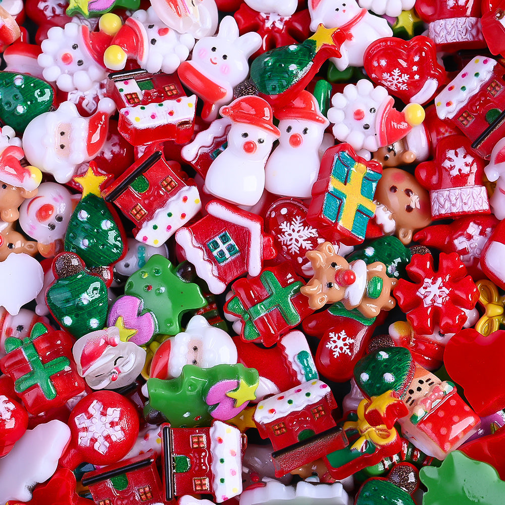 17g 7–15mm Christmas Resin Flatback Embellishment Set