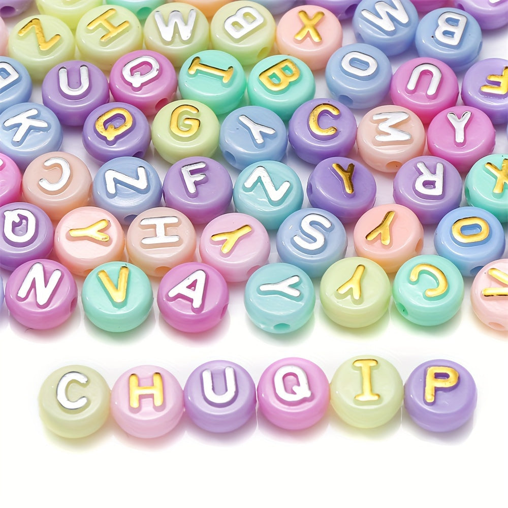 Gold Silver Letter Acrylic Beads