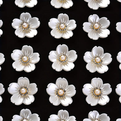 10PCS White Flower Acrylic Embellishment Set