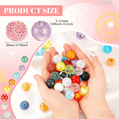 Rainbow Bubblegum Rhinestone Beads