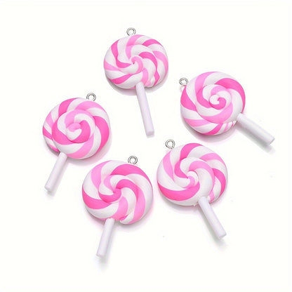 10PCS 29×49mm Rainbow Lollipop Soft Clay Pendant Set