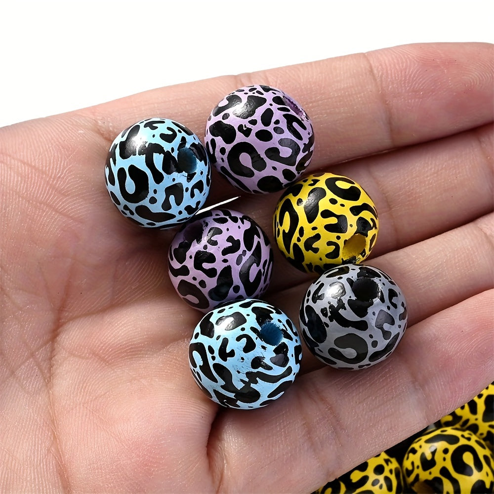 Leopard Print Wooden Beads