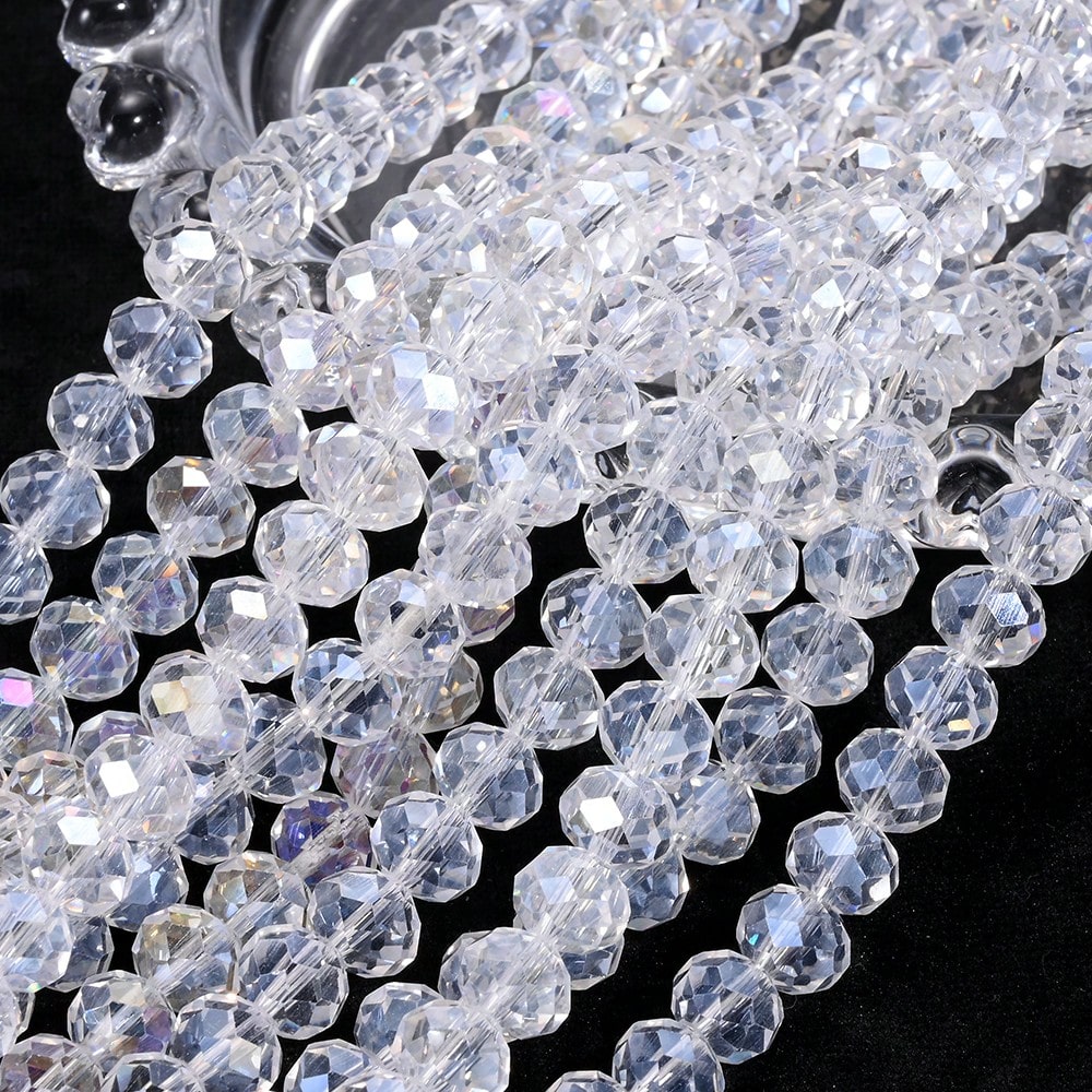 200/500pcs 4/6mm Transparent AB Faceted Glass Beads