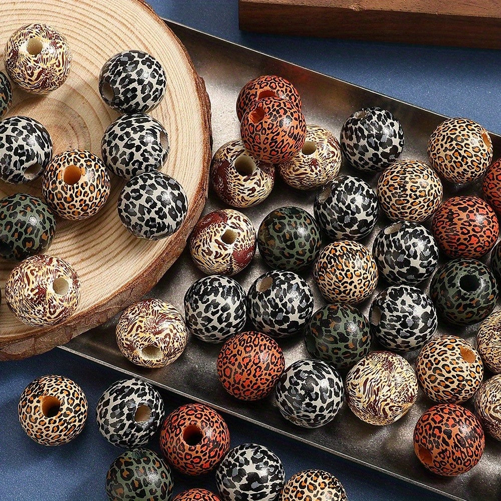 30pcs 16mm Mixed Pattern Wooden Beads