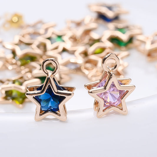 Rhinestone Star Copper Charms
