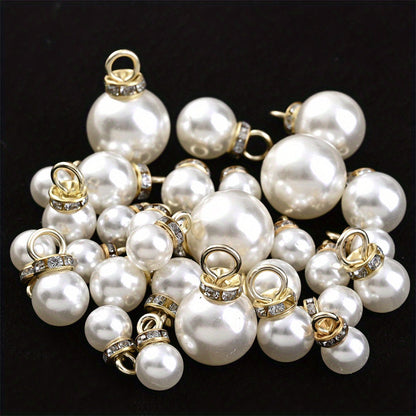 Acrylic Imitation Pearl Pendant Beads with Rhinestone Rondelle