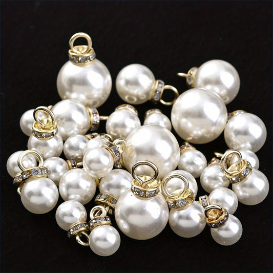 Acrylic Imitation Pearl Pendant Beads with Rhinestone Rondelle