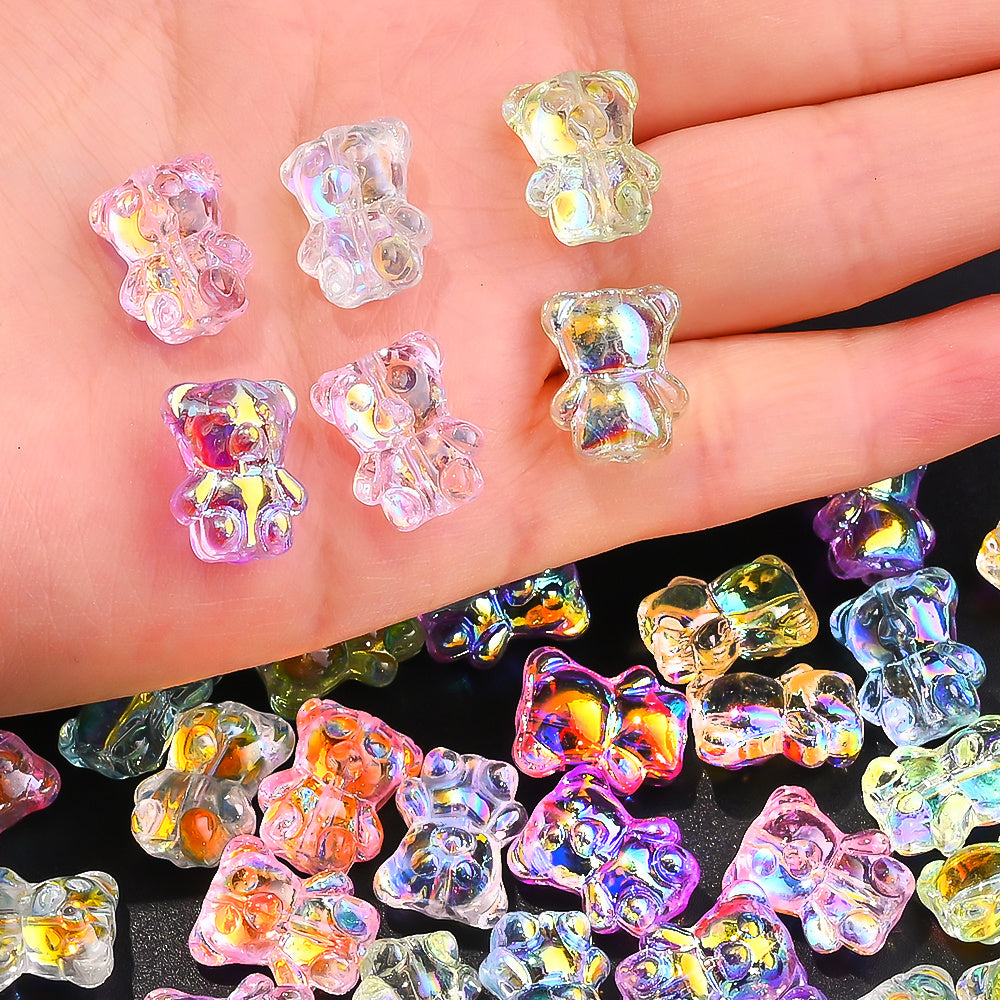 Transparent AB Bear Glass Beads