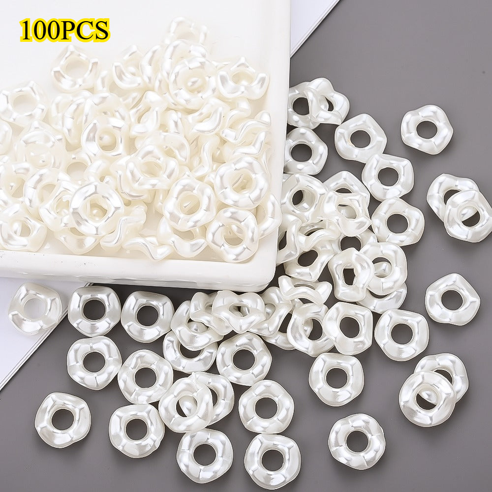 White Wavy Acrylic Spacer Beads