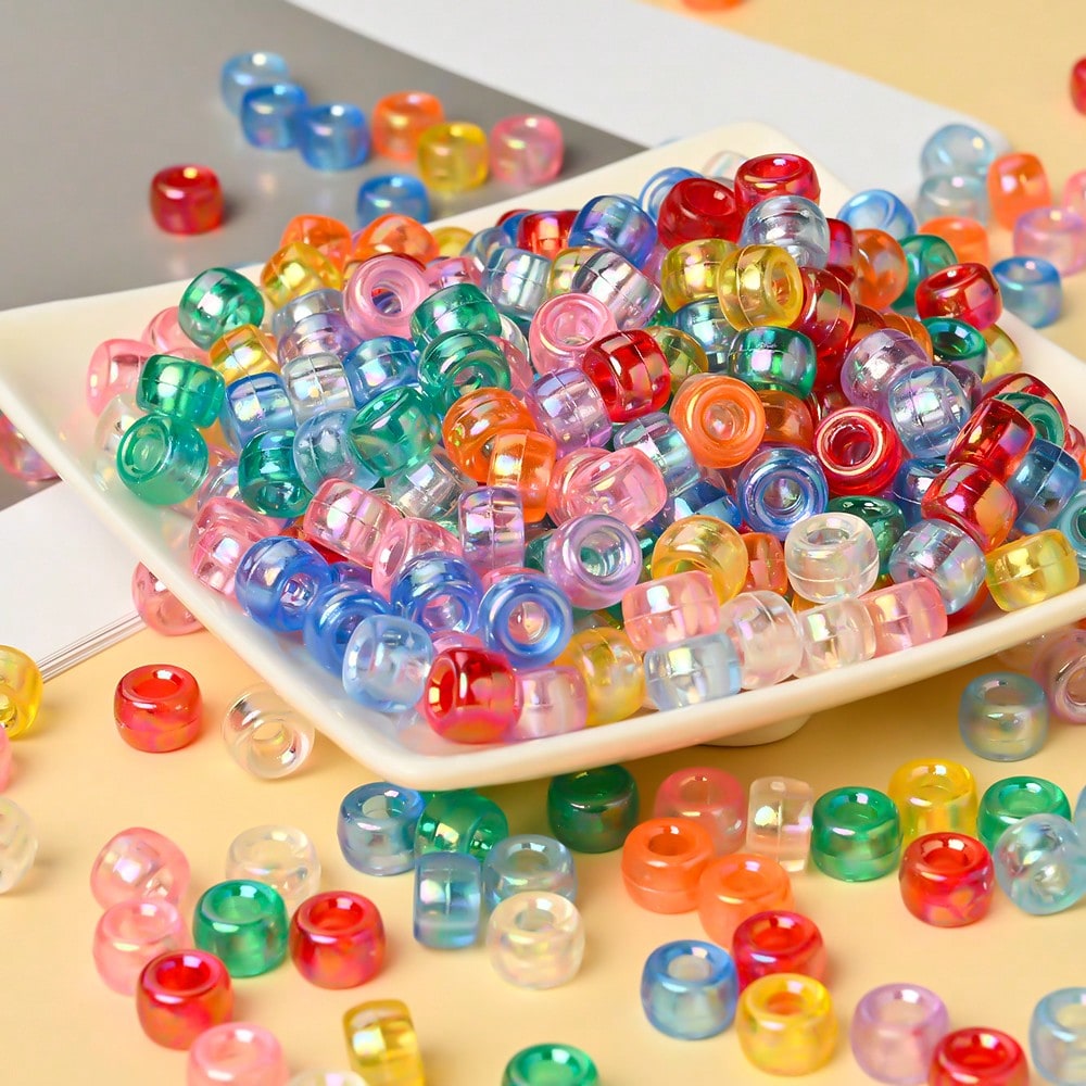 50/100/500/1000pcs 6x9mm Mixed Color Acrylic Pony Beads