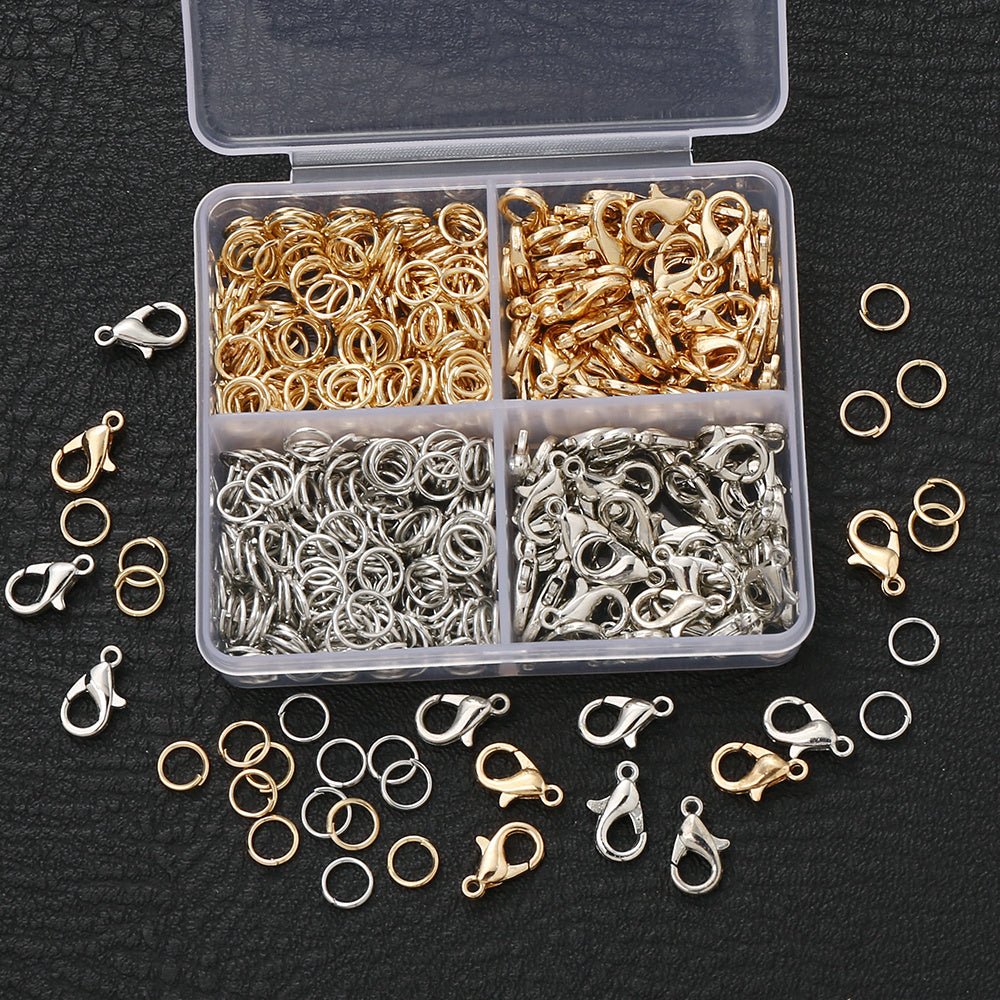 500PCS Gold & Silver Lobster Clasp and Open Jump Ring Set