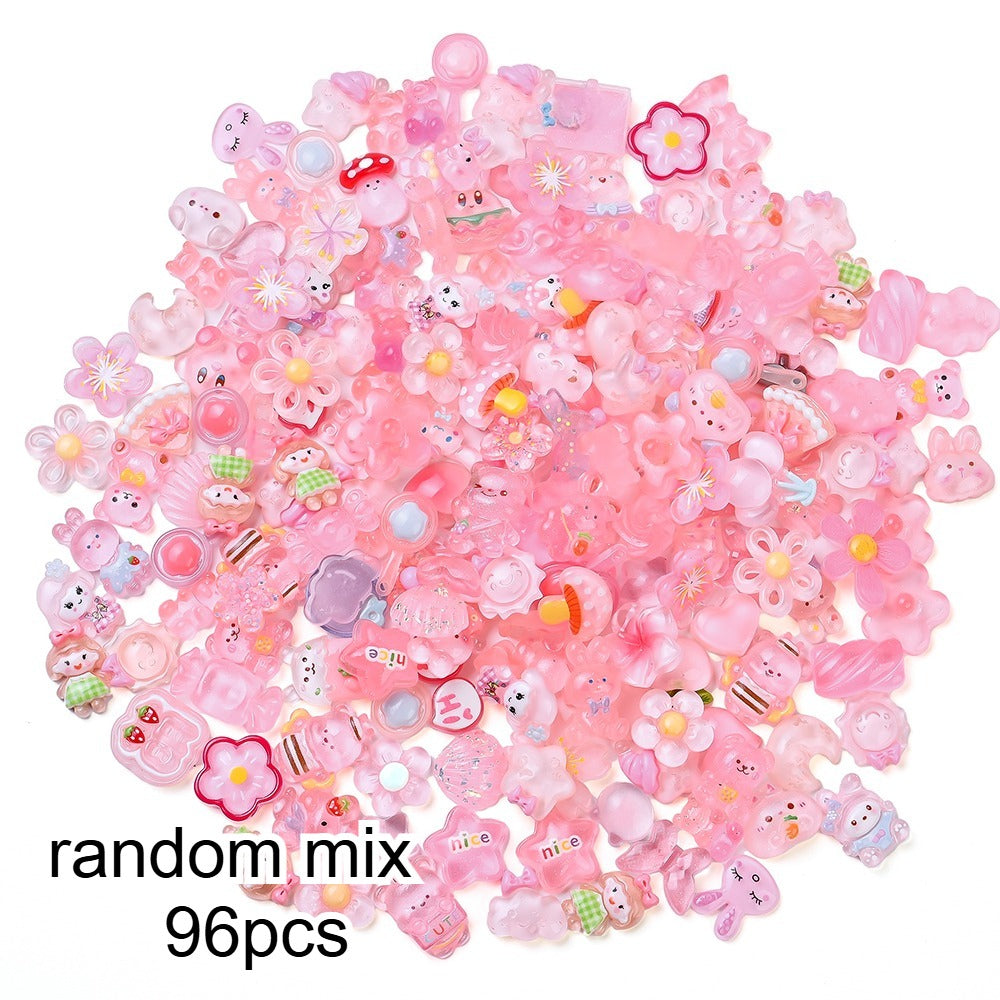 96pcs Rainbow Theme Acrylic Flatback Beads