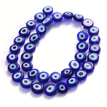 Flat Evil Eye Glass Beads
