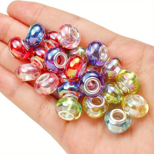 95pcs Variety Random Color AB Shiny European Large Hole Beads