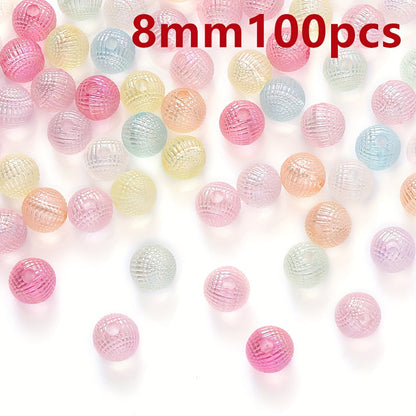 50-100pcs 8/10mm Acrylic Spacer Beads Loose Macarone Jewelry Beads