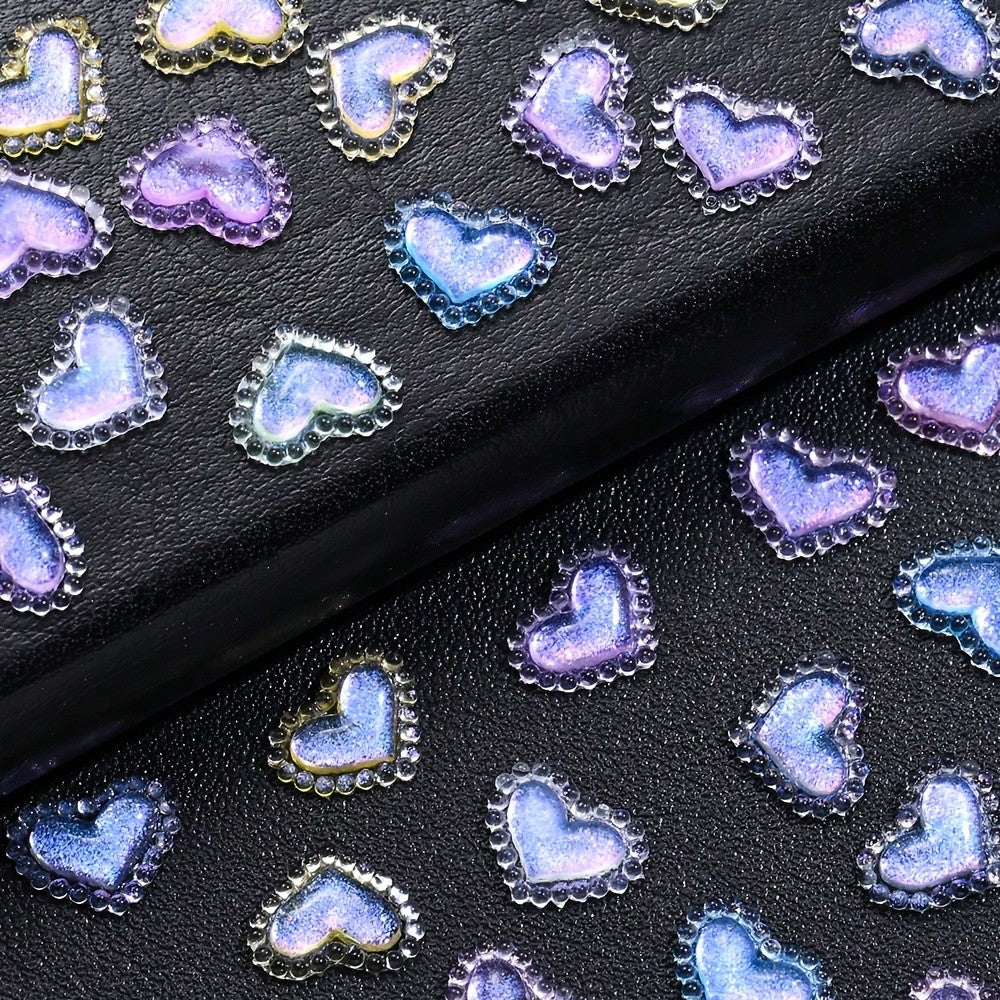 Glitter Lace Heart Resin Patches