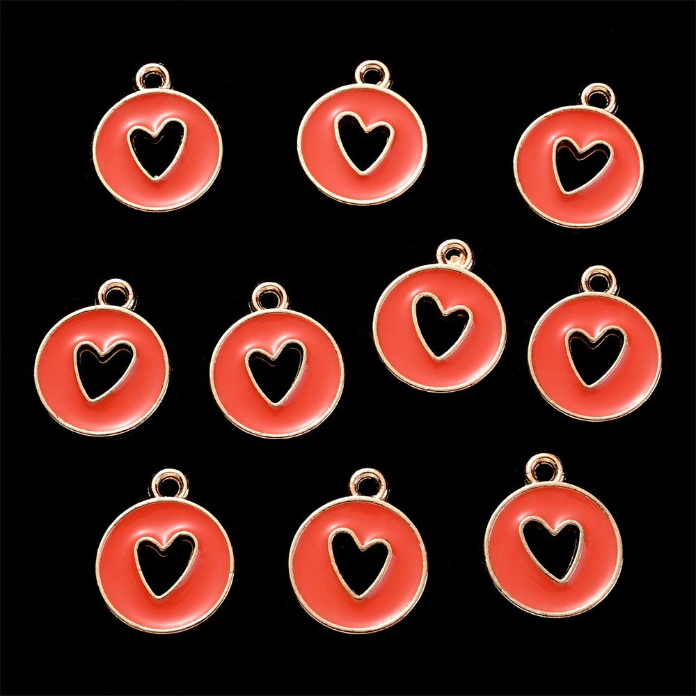Valentine's Day Round Openwork Heart Alloy Charms
