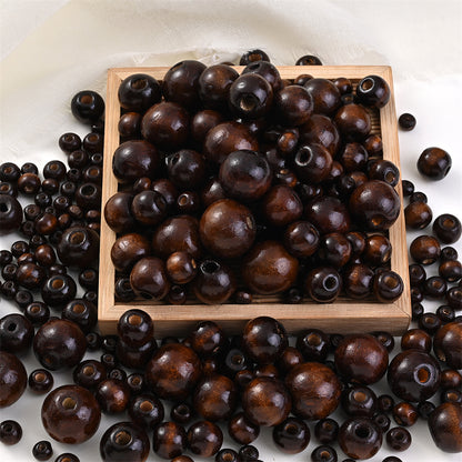 20pcs 14mm Brown Round Natural Wooden Beads