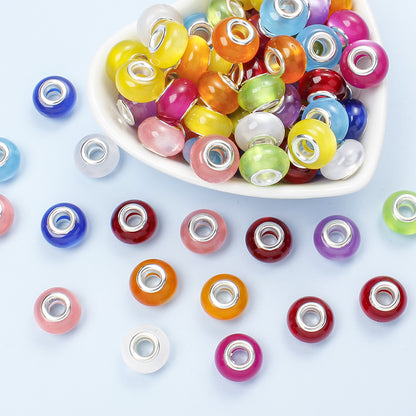 30/50pcs 9x14mm Resin Cat Eye Large Hole Beads